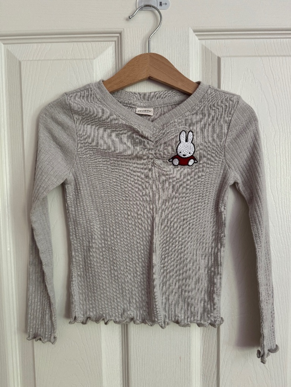 Miffy Girls Ribbed Long Sleeve Graphic T-Shirt Monochrome Collection